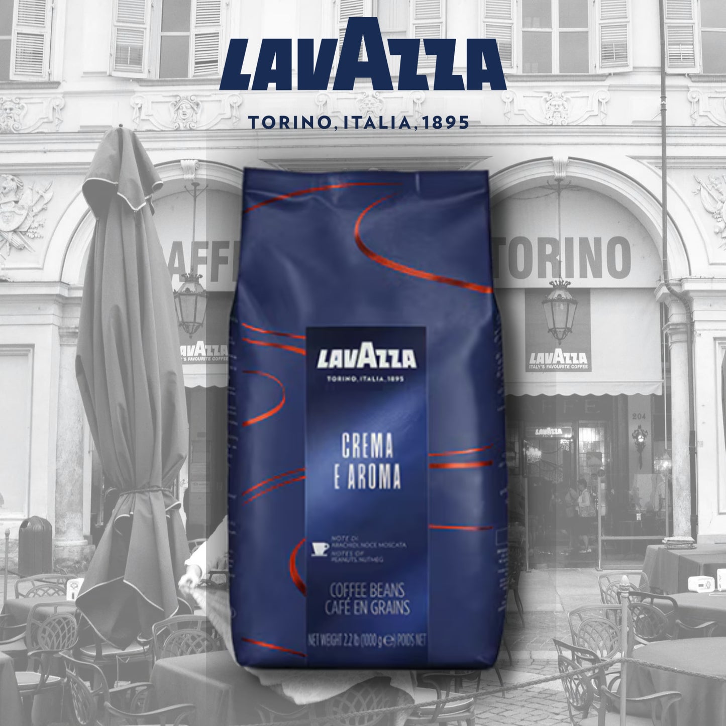 LavAzza 'Crema Aroma' Coffee Beans, A stunning medium strength blend. Extra Discount when you select 1 box of 6 bags from the dropdown menu above, Lavazza Coffee Beans
