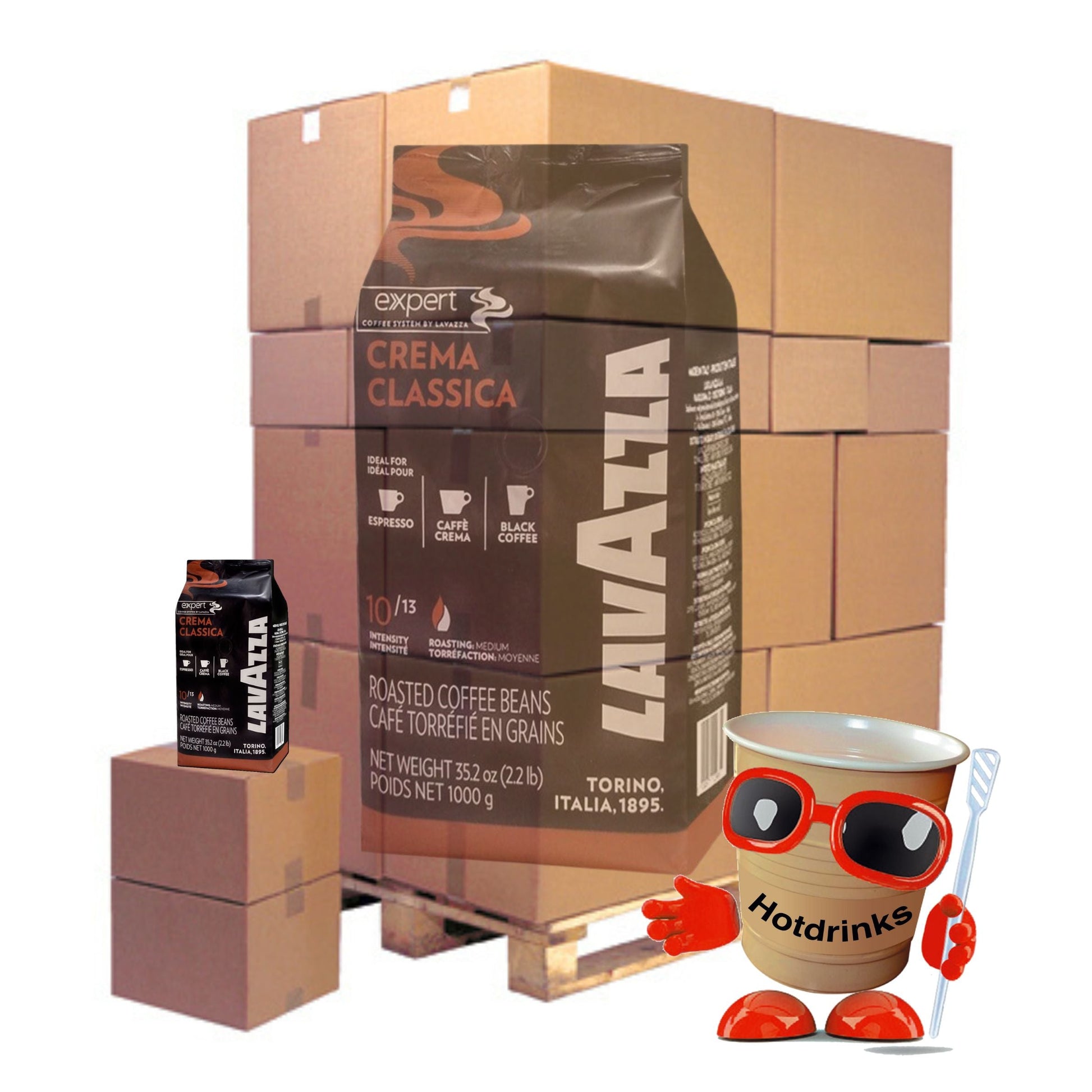 Pallet of LavAzza 'Expert' Crema Classica (60 x 6 x 1kg Bags), Enjoy 60 boxes of 6 x 1kg bags of LavAzza. BBD 2025. Stunning medium blend with velvety cream and rich aroma., Lavazza Coffee Beans